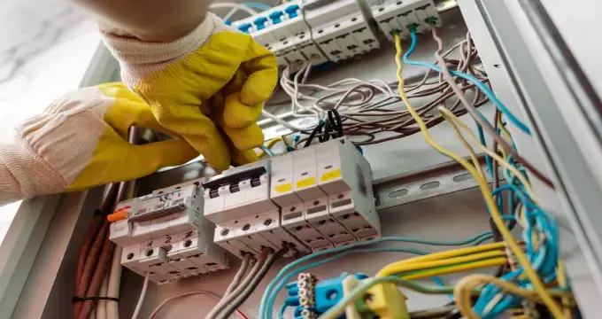 Električar radi na montaži osigurača